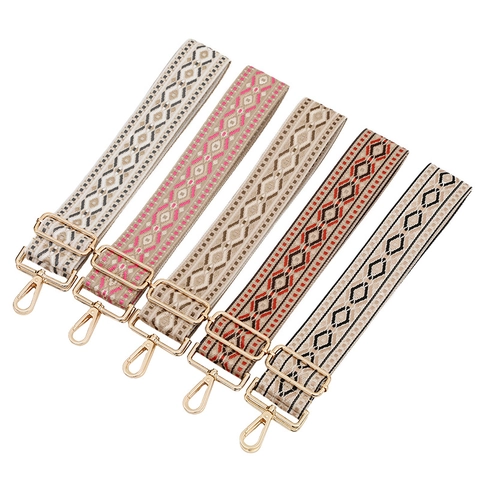 Tracolla per Borsa Regolabile Larga 5cm in Jacquard Geometrico Ricambio in Stile Etnico Bohemien in Poliestere per Donna