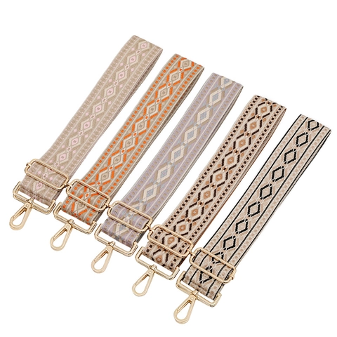 Tracolla per Borsa Regolabile Larga 5cm in Jacquard Geometrico Ricambio in Stile Etnico Bohemien in Poliestere per Donna
