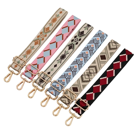 Boho Geometrische Rautenmuster Verstellbarer Taschengurt Ersatz Geflochtener Polyester Schultergurt Mit Metallhaken Damen