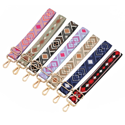 Boho Geometrische Rautenmuster Verstellbarer Taschengurt Ersatz Geflochtener Polyester Schultergurt Mit Metallhaken Damen