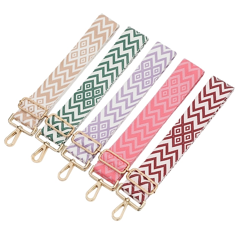 Tracolla Regolabile in Jacquard Geometrico Cinturino Largo di Ricambio Fibbia Metallica per Accessori Borsa Donna