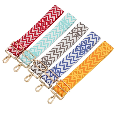 Tracolla Regolabile in Jacquard Geometrico Cinturino Largo di Ricambio Fibbia Metallica per Accessori Borsa Donna
