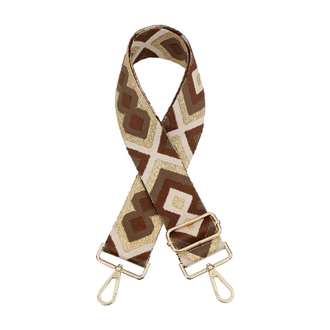 Tracolla Regolabile Stile Etnico Jacquard a Rombi Cinturino Largo di Ricambio in Poliestere Intrecciato per Borse da Donna