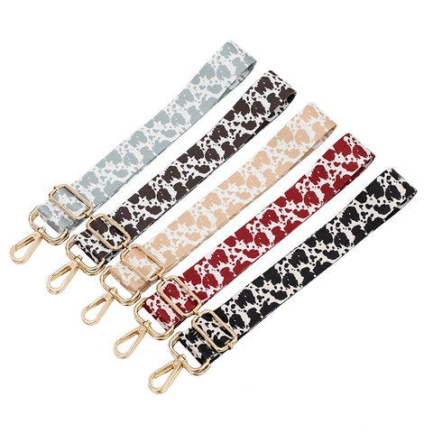 Verstellbarer Kuhmuster Ersatz Taschengurt Für Damen Breiter Polyester Schultergurt Crossbody Riemen Mit Metallverschluss DIY Zubehör