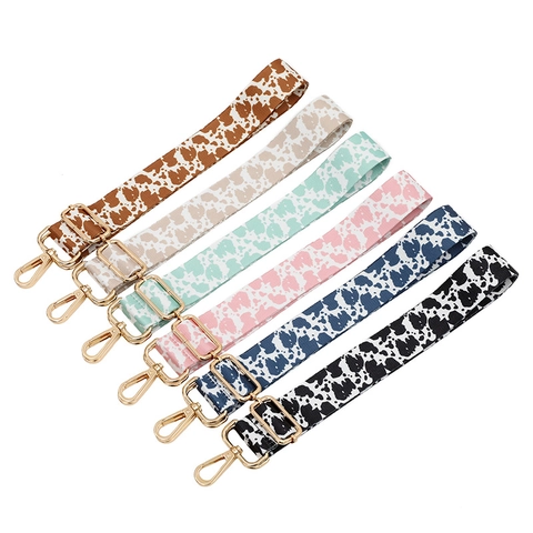 Verstellbarer Kuhmuster Ersatz Taschengurt Für Damen Breiter Polyester Schultergurt Crossbody Riemen Mit Metallverschluss DIY Zubehör