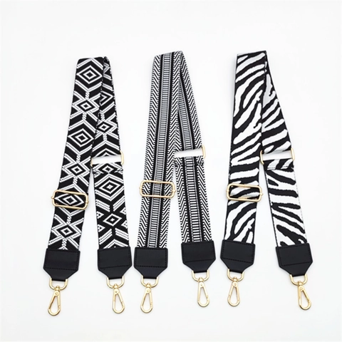 Verstelbare Brede Schouderriem Tasriem Vervanging Etnische Geometrische Print Polyester Riem Voor Handtassen