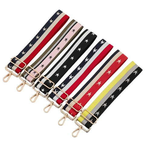 Bandoulière Réglable Jacquard Motif Étoiles Et Rayures Sangle d'Épaule Large En Polyester Pour Accessoires De Sac À Main Femme