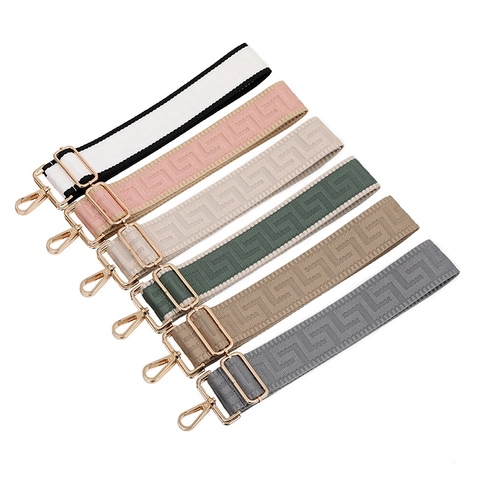 Adjustable Wide Polyester Bag Strap Jacquard Geometric Greek Key Pattern Replacement Shoulder Strap For Crossbody Bags Accessories