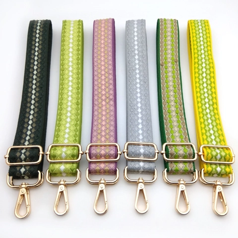Breiter Verstellbarer Gewebter Taschenriemen Ersatz Polyester Schulter Crossbody Gurt Mit Metallschnallen Geometrisches Muster Damen