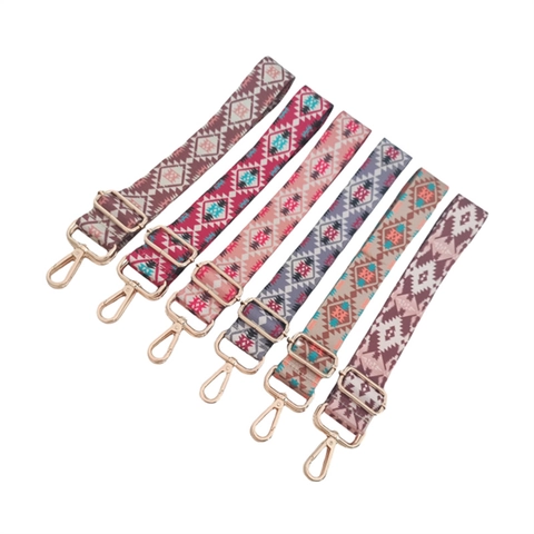 Verstellbarer Ethno-Stil Geometrischer Ersatz-Schultergurt Für Handtaschen Breiter Polyester-Gurt Für Damen Mit Metallschnallen