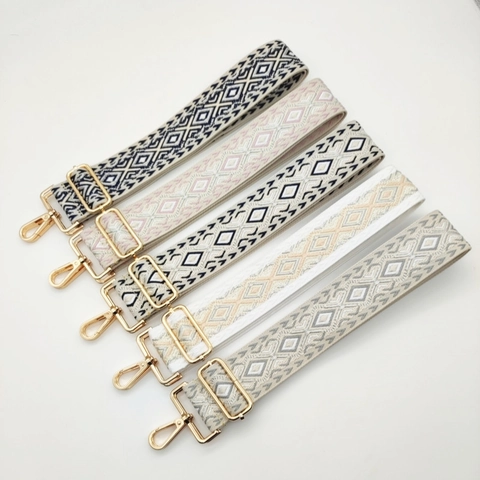 Tracolla per Borsa in Jacquard Bohémien Etnico per Donna Ricambio Tracolla Regolabile Motivo Geometrico a Rombi Cinturino in Poliestere