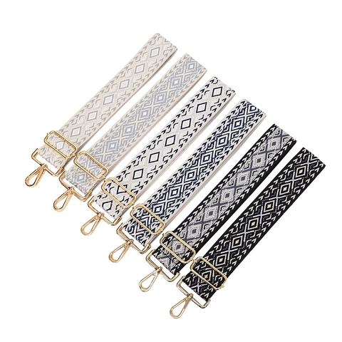 Tracolla Larga Jacquard Geometrica Bohemien Tracolla Regolabile Con Fibbia in Metallo Per Borse Da Donna
