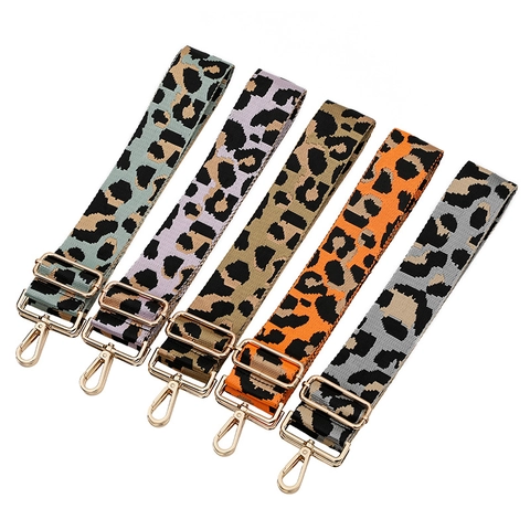 Tracolla Larga con Stampa Leopardata Cintura di Ricambio Regolabile per Borse a Tracolla Accessorio Moda in Metallo