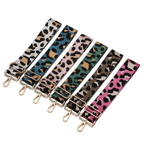 Tracolla Larga con Stampa Leopardata Cintura di Ricambio Regolabile per Borse a Tracolla Accessorio Moda in Metallo