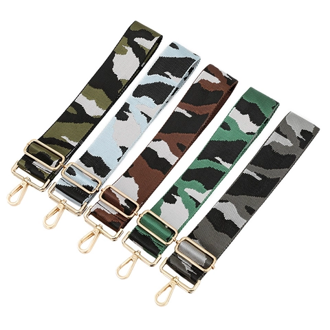Adjustable Camouflage Replacement Bag Strap Wide Woven Shoulder Strap For Handbags Crossbody Bags With Metal Buckle Fashion Accessory