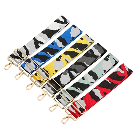 Adjustable Camouflage Replacement Bag Strap Wide Woven Shoulder Strap For Handbags Crossbody Bags With Metal Buckle Fashion Accessory