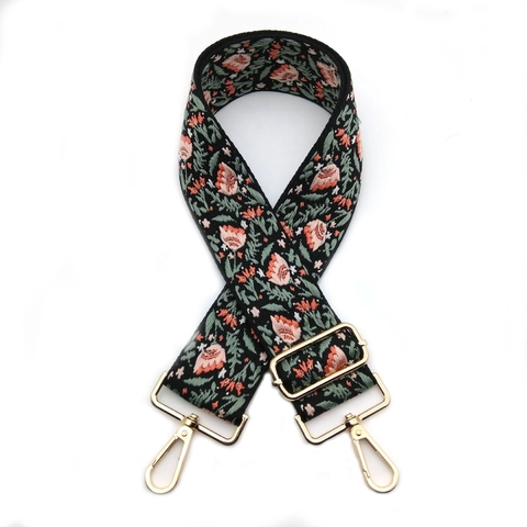 Bandoulière de Sac Large à Motif Floral Ethnique de Remplacement Bandoulière Jacquard Réglable pour Sacs à Bandoulière Accessoires Femme Style Bohème