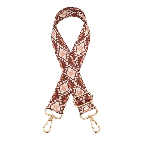 Ethnic Geometric Adjustable Bag Strap Replacement Wide Bohemian Style Shoulder Strap With Alloy Metal Buckles For Women
