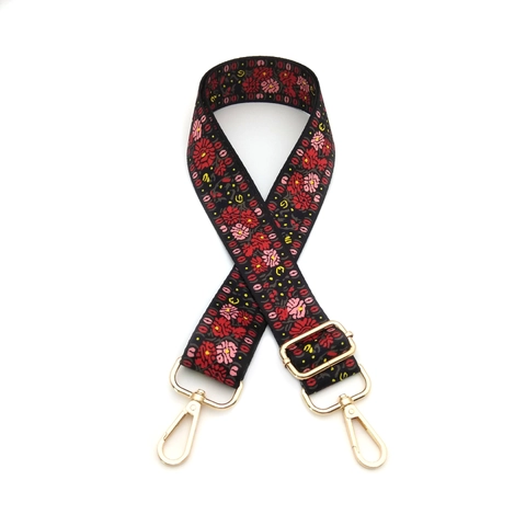 Correa de Bolso Ancha Ajustable para Mujer Estampado Floral Étnico Poliéster Correa de Repuesto para Bolso Bandolera