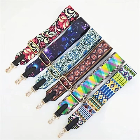 Breiter Verstellbarer Taschengurt Polyester PU Leder Schultergurt Crossbody Ersatzgurt Für Damen Ethno Geometrisches Muster Handtaschen Zubehör