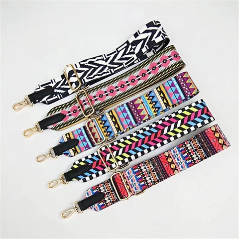 Breiter Verstellbarer Taschengurt Polyester PU Leder Schultergurt Crossbody Ersatzgurt Für Damen Ethno Geometrisches Muster Handtaschen Zubehör