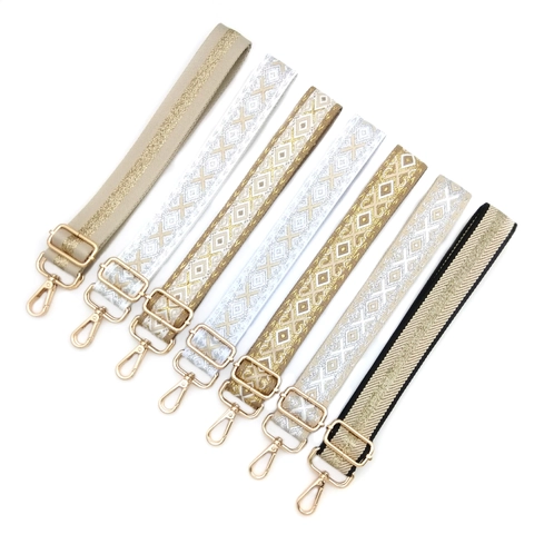 Bandoulière Réglable en Polyester Tissé Femme Motif Géométrique Remplacement Sangle Sac à Main Crossbody Boucles en Alliage