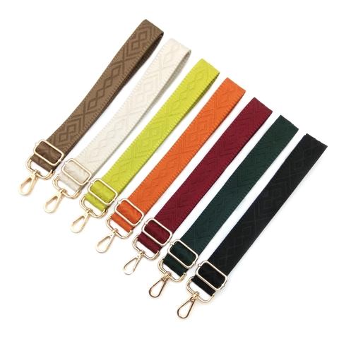 Bandoulière Large Réglable en Jacquard Remplacement Sangle de Sac Motif Géométrique Losange Avec Fermoir Métallique Pour Sacs Portés Épaule