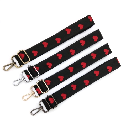 Herz Muster Verstellbarer Taschengurt Polyester Ersatz Schultergurt Mit Metallschnallen Für Umhängetasche Damen Accessoire