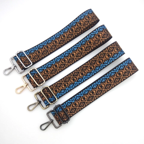 Tracolla Larga in Poliestere Jacquard Etnico Regolabile Motivo Geometrico Ricambio per Borse a Tracolla da Donna Accessori