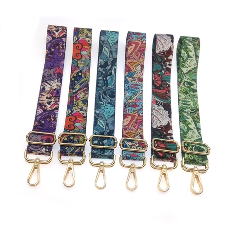 Ethnic Style Printed Adjustable Bag Strap Replacement Wide Polyester Woven Strap For Crossbody Shoulder Bag With Metal Buckle
