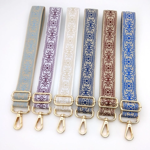 Ethnic Bohemian Style Adjustable Replacement Bag Strap Women Wide Polyester Shoulder Strap With Metal Buckle Accessories