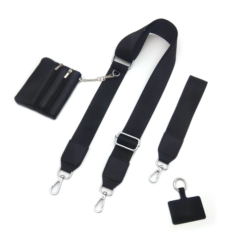 Tracolla Regolabile in Nylon per Borsa Con Mini Borsellino e Patch per Cellulare Tracolla Multifunzionale da Donna