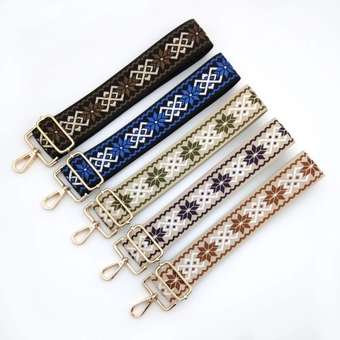 Ethno-Stil Gewebter Taschengurt Ersatz Verstellbarer Umhängegurt Mit Metallschnallen Polyester Bestickter Gurt Für Handtaschen Damen Accessoires Geometrisches Muster