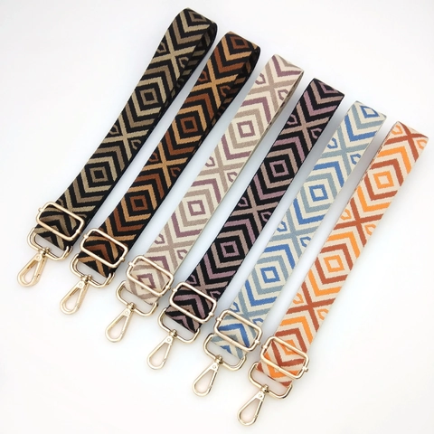 Adjustable Bag Strap Replacement Shoulder Crossbody Belt With Metal Buckle Bohemian Jacquard Woven Polyester Strap For Bags