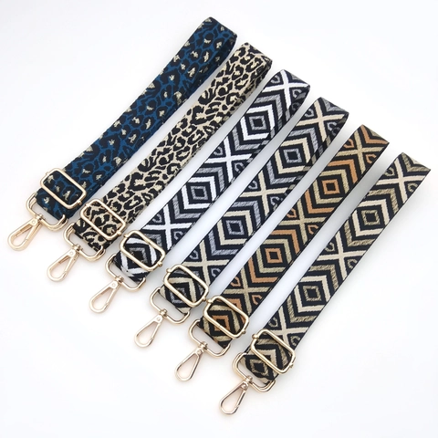 Verstellbarer Breiter Polyester Taschengurt Ethnisch Geometrisch Leopardenmuster Ersatz Schultergurt Für Damen Handtaschen