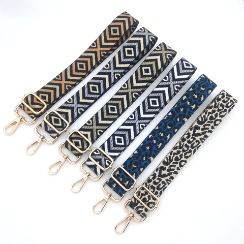 Verstellbarer Breiter Polyester Taschengurt Ethnisch Geometrisch Leopardenmuster Ersatz Schultergurt Für Damen Handtaschen