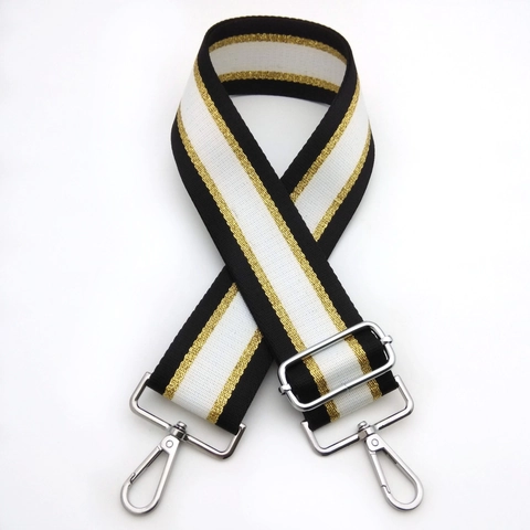 Adjustable Widened Bag Strap Polyester Webbing Replacement Shoulder Strap With Metallic Thread For Handbag Crossbody Bag