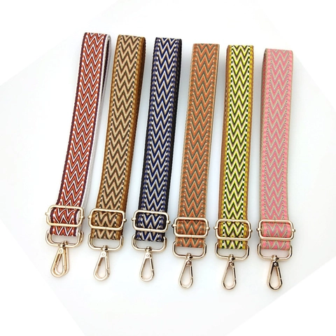 Tracolla Regolabile in Tessuto Ricambio Stile Etnico Motivo a Zig-Zag Tracolla per Borsa con Fibbie in Metallo Accessori Moda Donna