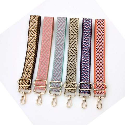 Tracolla Regolabile in Tessuto Ricambio Stile Etnico Motivo a Zig-Zag Tracolla per Borsa con Fibbie in Metallo Accessori Moda Donna