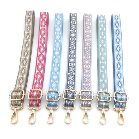 Tracolla Regolabile in Poliestere Intrecciato Geometrico a Rombi Bohemien per Donna Sostituzione Tracolla Larga per Borse