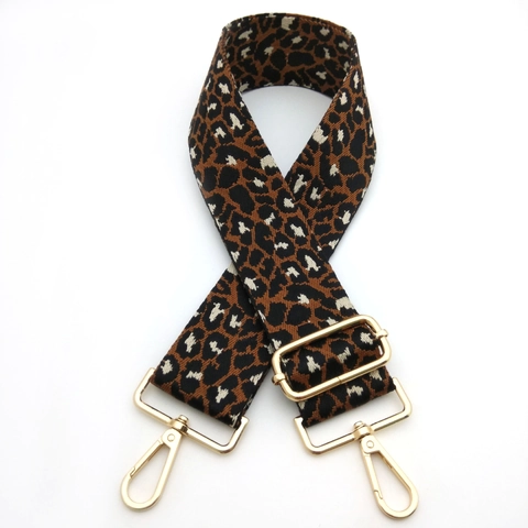 Leopard Print Wide Bag Strap Adjustable Replacement Polyester Shoulder Strap For Crossbody Bags Belt With Metal Clasps