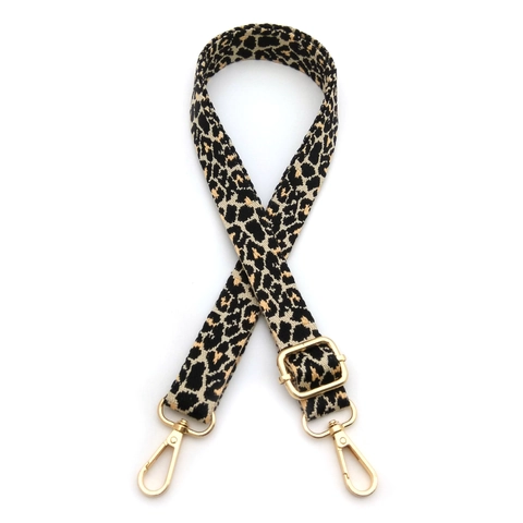 Tracolla per Borsa Leopardata alla Moda in Poliestere Jacquard Regolabile di Ricambio con Chiusura in Metallo da Donna