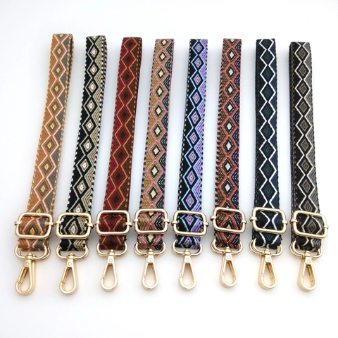 Correa de Hombro Ajustable para Bolso de Tejido Étnico Poliéster Jacquard Patrón Diamante Reemplazo de Correa para Mujer