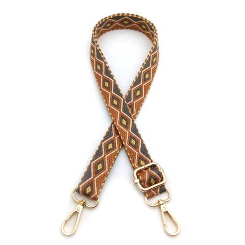 Correa de Hombro Ajustable para Bolso de Tejido Étnico Poliéster Jacquard Patrón Diamante Reemplazo de Correa para Mujer
