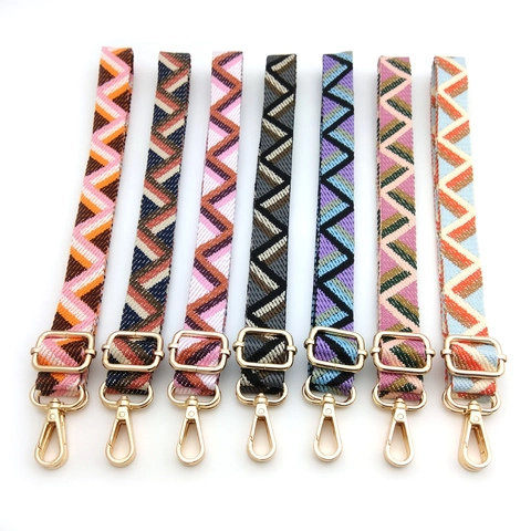 Verstellbarer Geometrischer Jacquard Taschengurt Ethno Boho Schultergurt Mehrfarbiger Polyester Webgürtel Für Damen Handtaschen