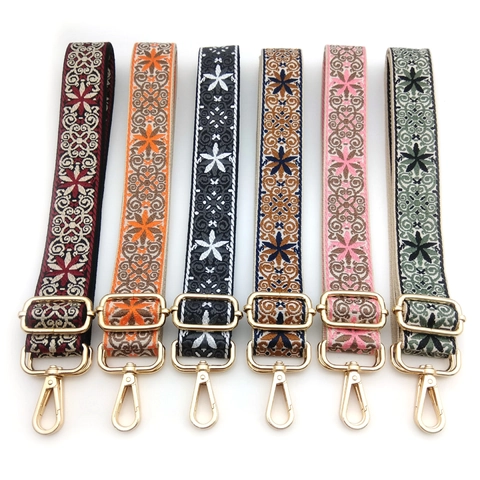 Bandoulière Large en Tissage Jacquard Style Ethnique Réglable Remplacement Avec Boucles en Métal Pour Sacs à Main Sacs Bandoulière Femme
