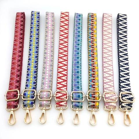 Adjustable Woven Bag Strap With Geometric Patterns Ethnic Style Replacement Shoulder Crossbody Strap For Bags Guitar Accessories