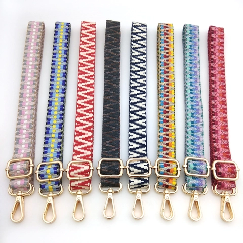 Adjustable Woven Bag Strap With Geometric Patterns Ethnic Style Replacement Shoulder Crossbody Strap For Bags Guitar Accessories