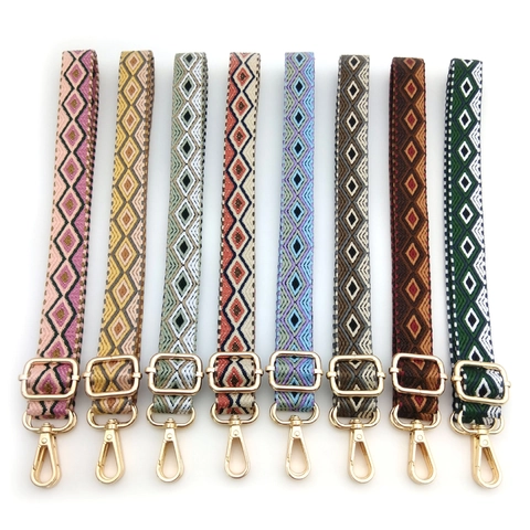 Tracolla Regolabile in Stile Etnico Con Motivo Geometrico a Diamante Ricambio per Borse a Tracolla Cintura in Poliestere Intrecciato Con Chiusura in Metallo