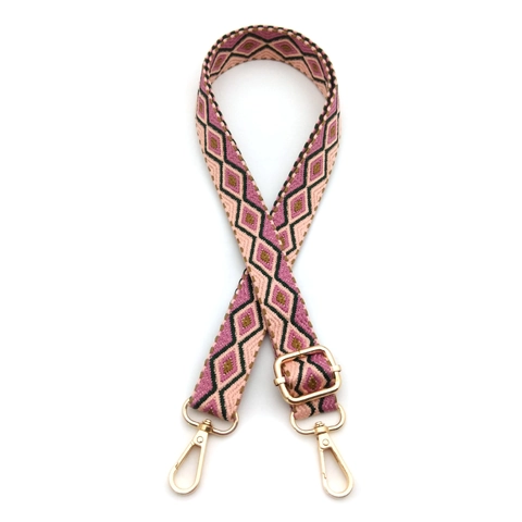 Tracolla Regolabile in Stile Etnico Con Motivo Geometrico a Diamante Ricambio per Borse a Tracolla Cintura in Poliestere Intrecciato Con Chiusura in Metallo